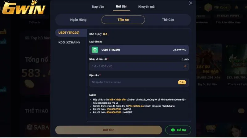 Thời gian xử lý giao dịch tại Gwin nhanh chóng